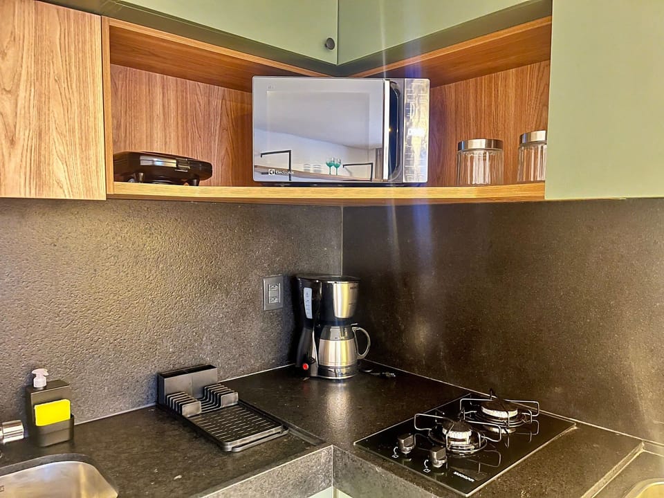 Apartment | Private kitchen | Fridge, microwave, stovetop, cookware/dishes/utensils