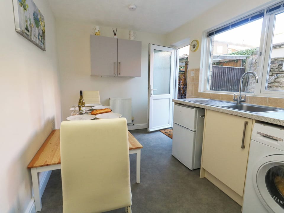 Fridge, electric kettle, toaster, cookware/dishes/utensils