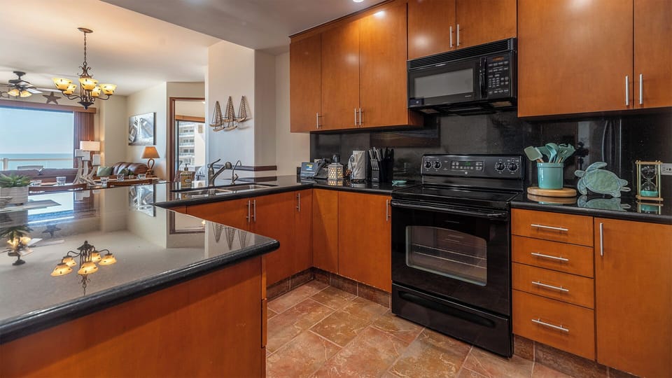 The spacious kitchen