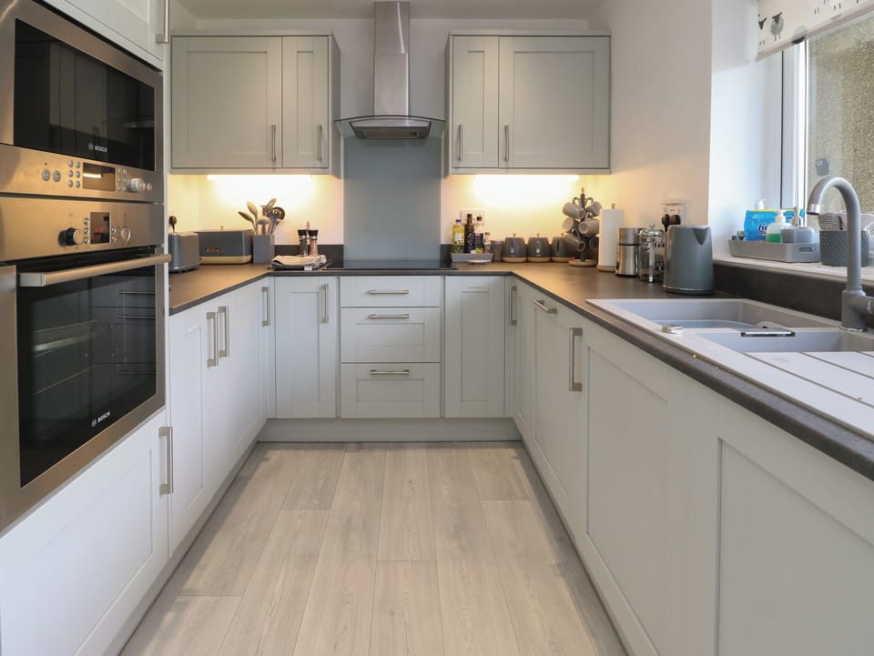 Fridge, dishwasher, electric kettle, toaster