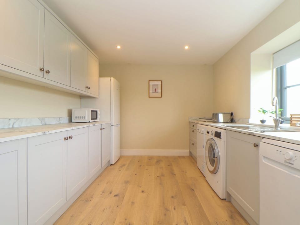 Fridge, dishwasher, electric kettle, toaster