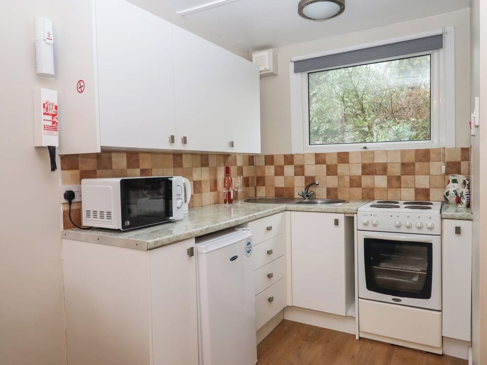 Fridge, electric kettle, toaster, cookware/dishes/utensils