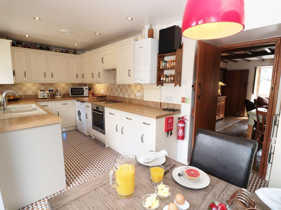 Fridge, dishwasher, cookware/dishes/utensils