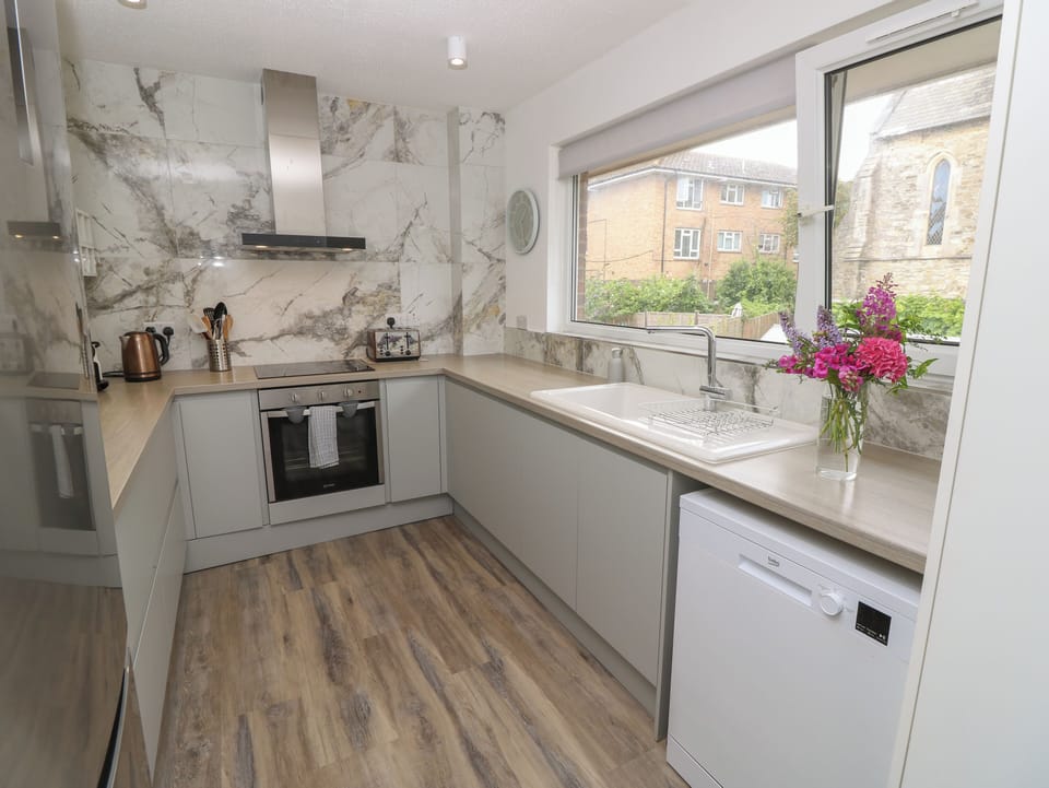 Fridge, dishwasher, electric kettle, toaster