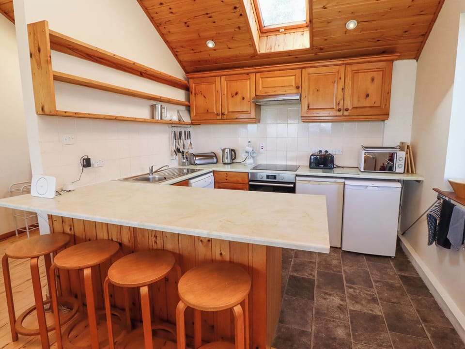 Fridge, dishwasher, electric kettle, toaster