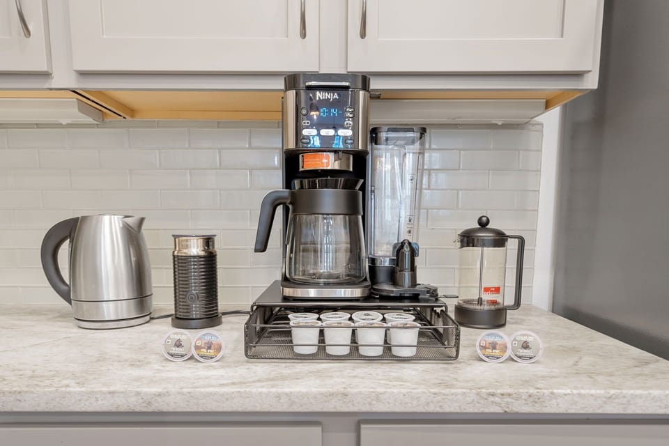 French Press and Coffee Pods are all waiting for you.