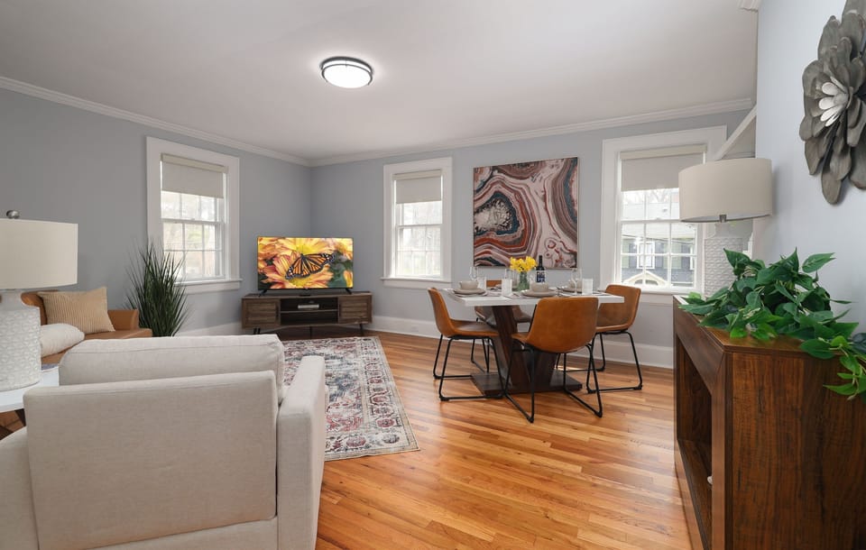 Open living room/dining area