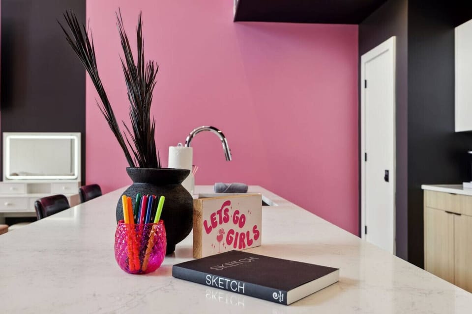 Broadway Girls unit: Open concept living room / kitchen / murphy beds