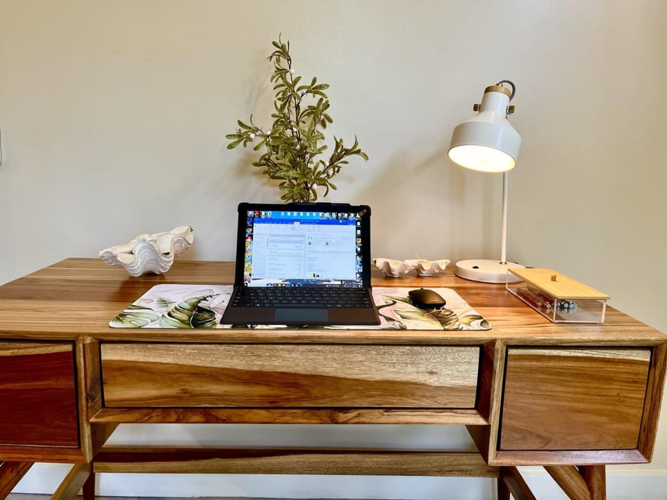 Cozy work desk with high-speed Wi-Fi