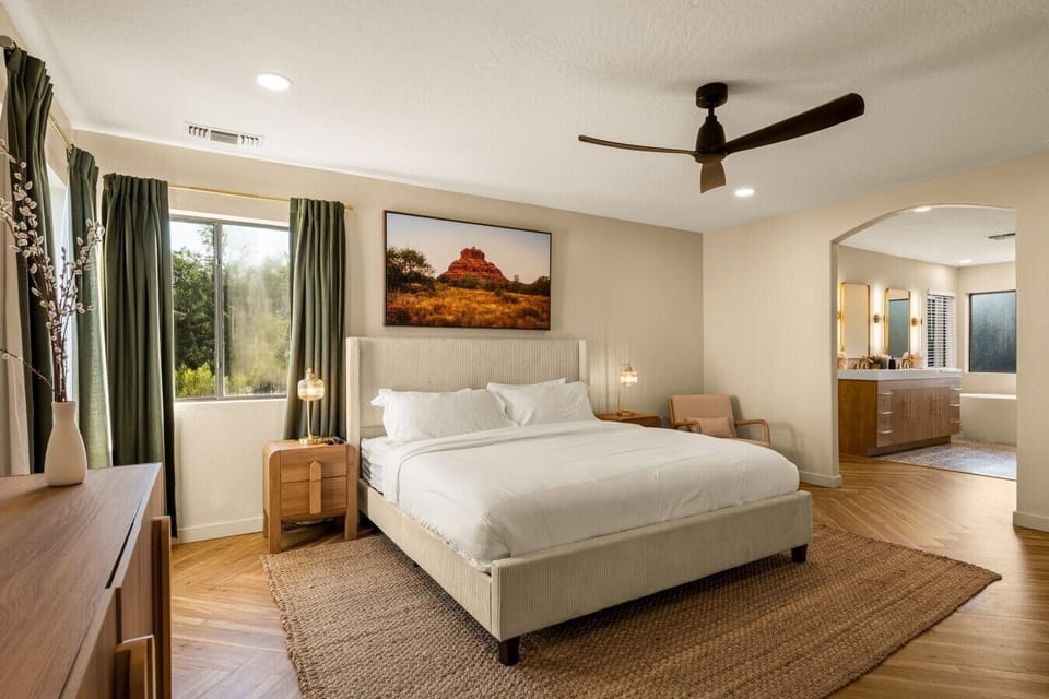 Stretch out, snuggle in, and sleep like royalty in our Master Bedroom 👑✨