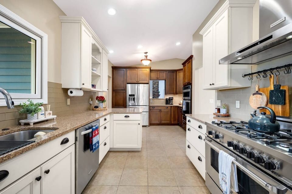 Fully stocked kitchen with everything you need for family meals and group gatherings.