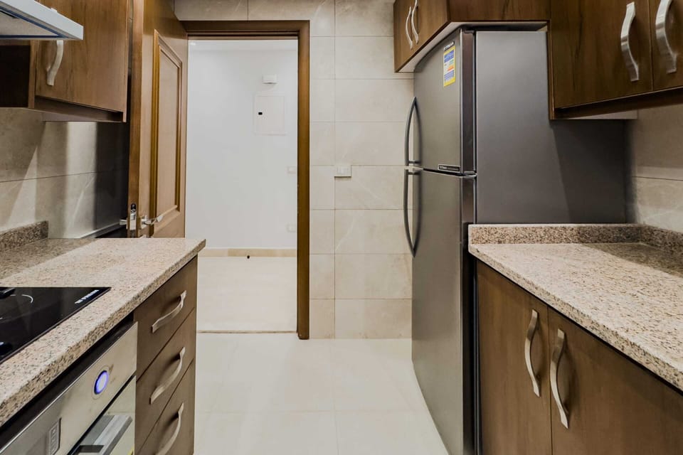 Basic Apartment (Ample & Artistic) | Private kitchen | Fridge, microwave, oven, stovetop