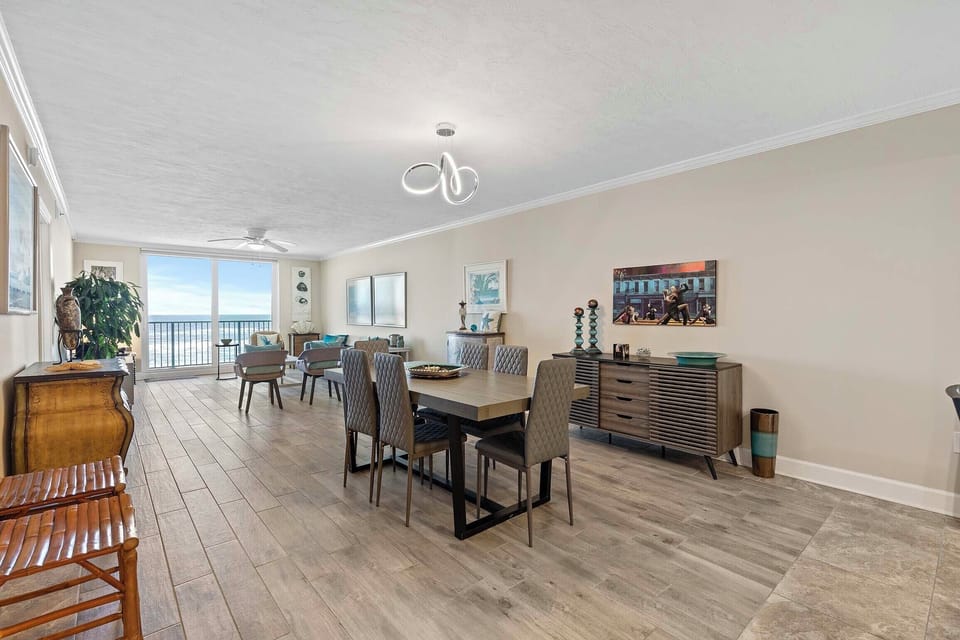 Dining table with seating for six