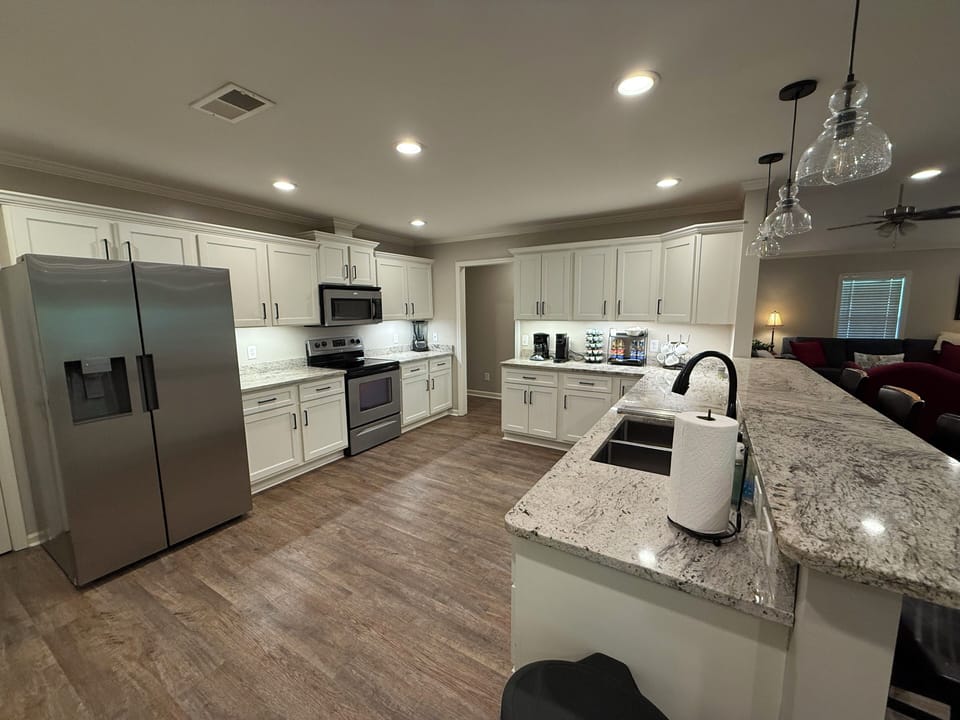 A fully equipped kitchen with everything your family needs to cook with