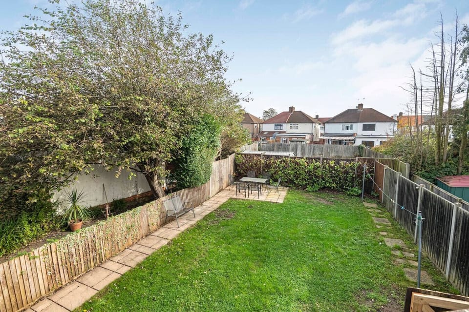 Spacious private garden with lawn and patio