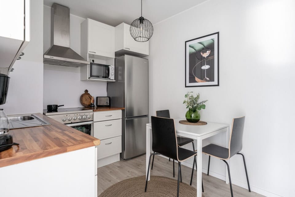 Start your day right with a great cup of Finnish coffee and a selection of teas. The fully equipped kitchen is ready for anything, from simple snacks to home-cooked group dinners.