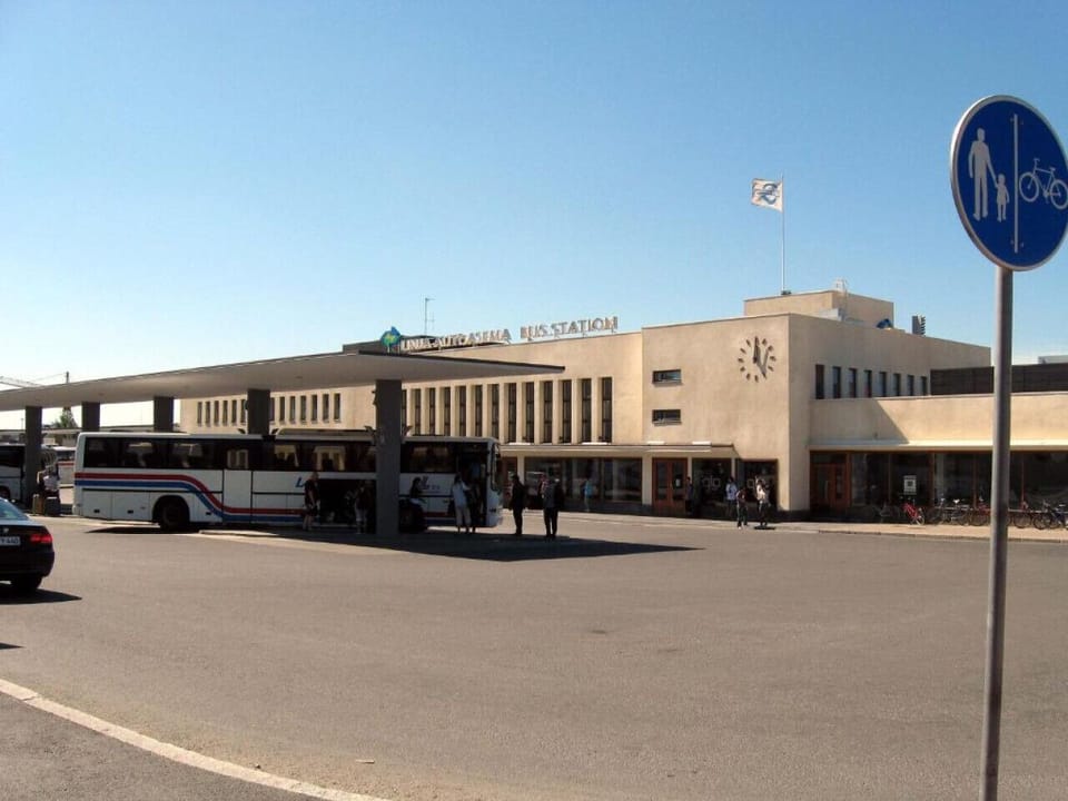 Bus station next to the house