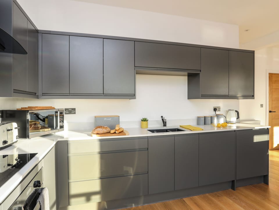 Fridge, dishwasher, electric kettle, toaster