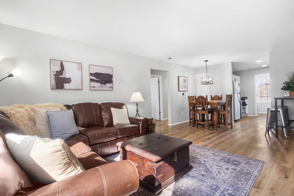 Curl up in the serene living room & stream your favorites on the smart TV