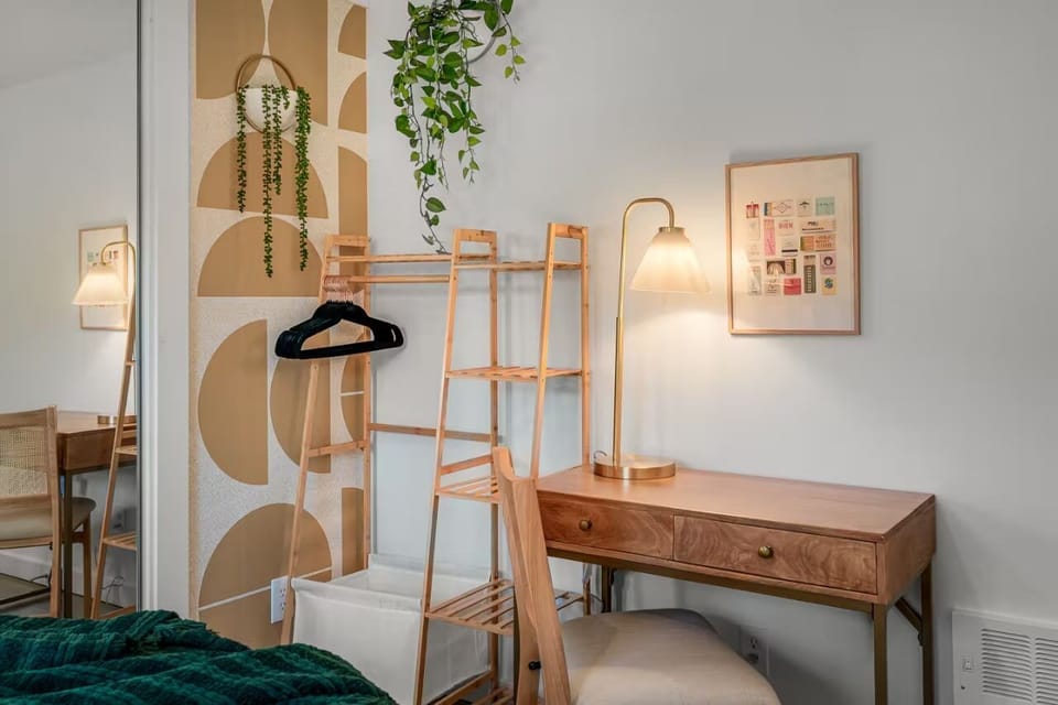 Dedicated work space in the bedroom for your remote-work needs.