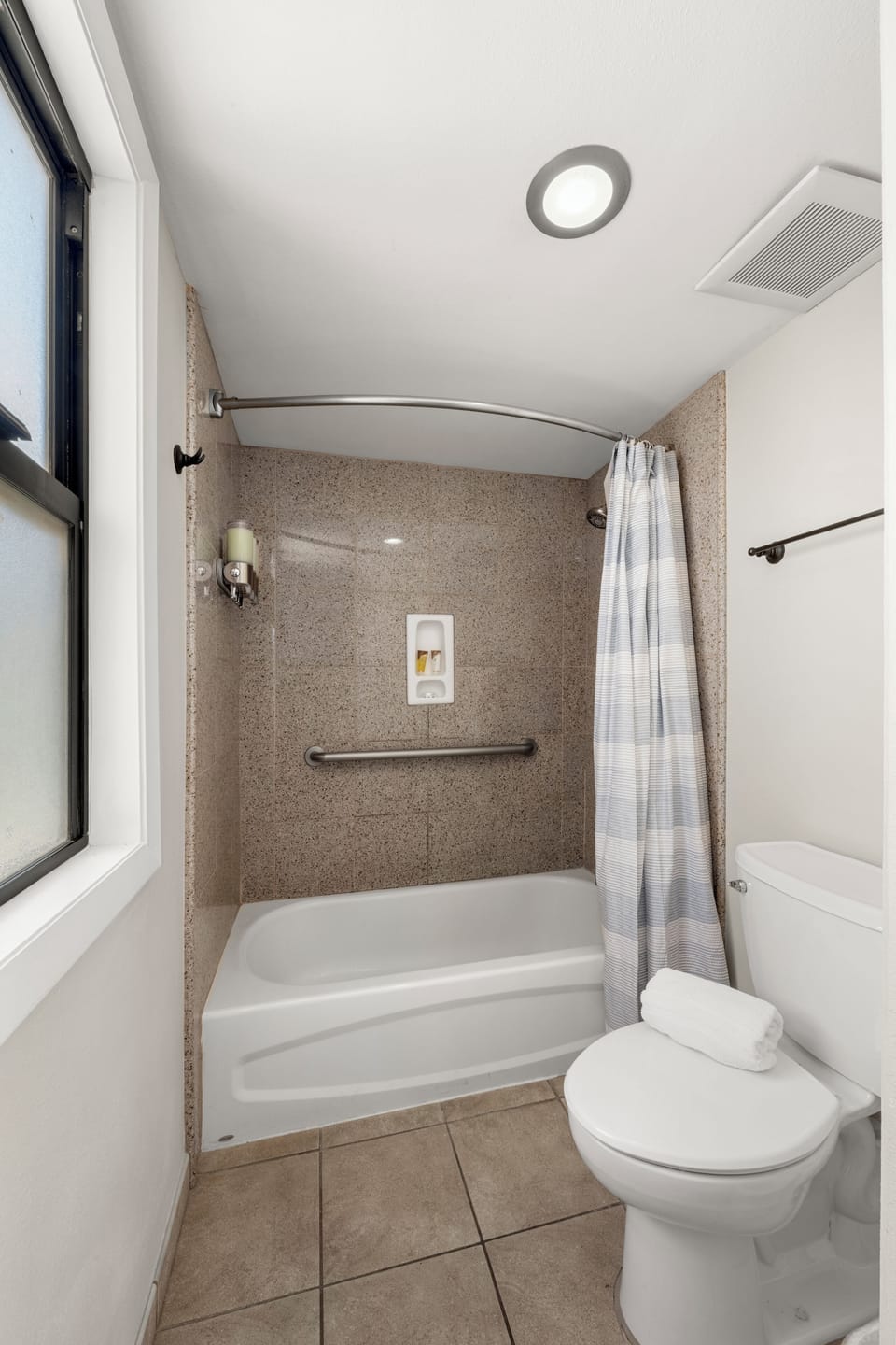 Enjoy added peace of mind with a built-in safety handle in the shower, offering extra support and stability.