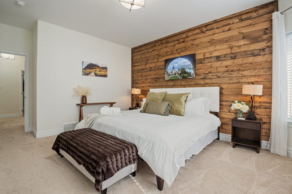 A spacious Master suite with Organic Helix King Bed, and Fun Swiss Accents