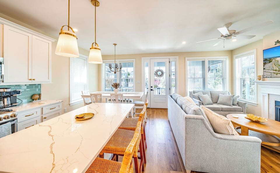 View of the living room and dining area
