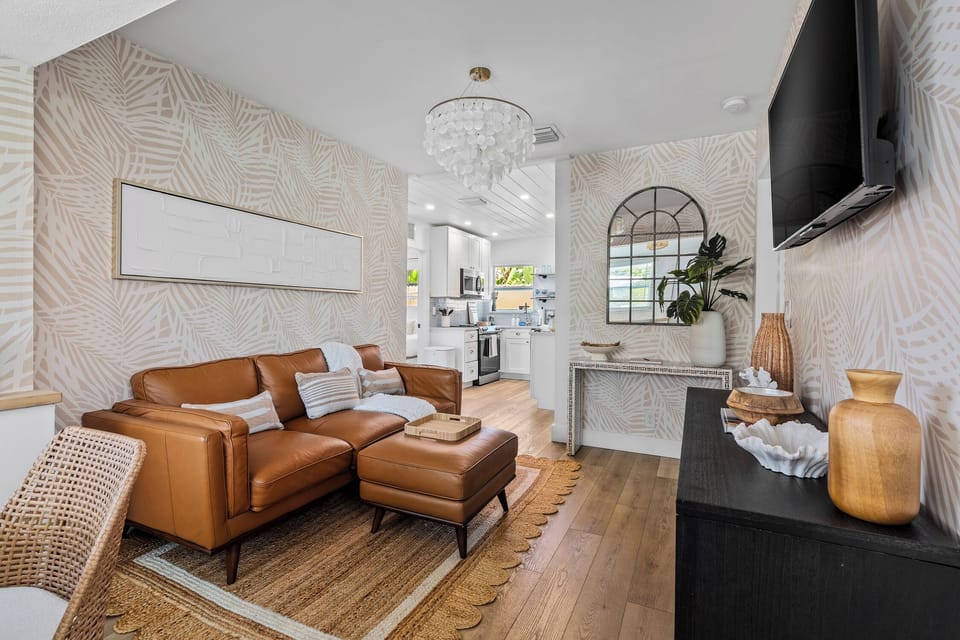 Sink into the plush couch and enjoy your favorite shows on the 55-inch smart TV—perfect for relaxing evenings at Casa Sol.