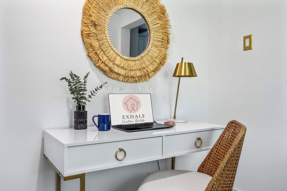 Need to sneak in a little work? Our thoughtfully designed workspace offers a comfortable spot to focus—without missing a minute of paradise.