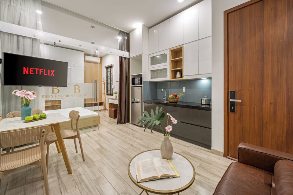 Superior Apartment, 1 Bedroom | Private kitchen | Fridge, dining table
