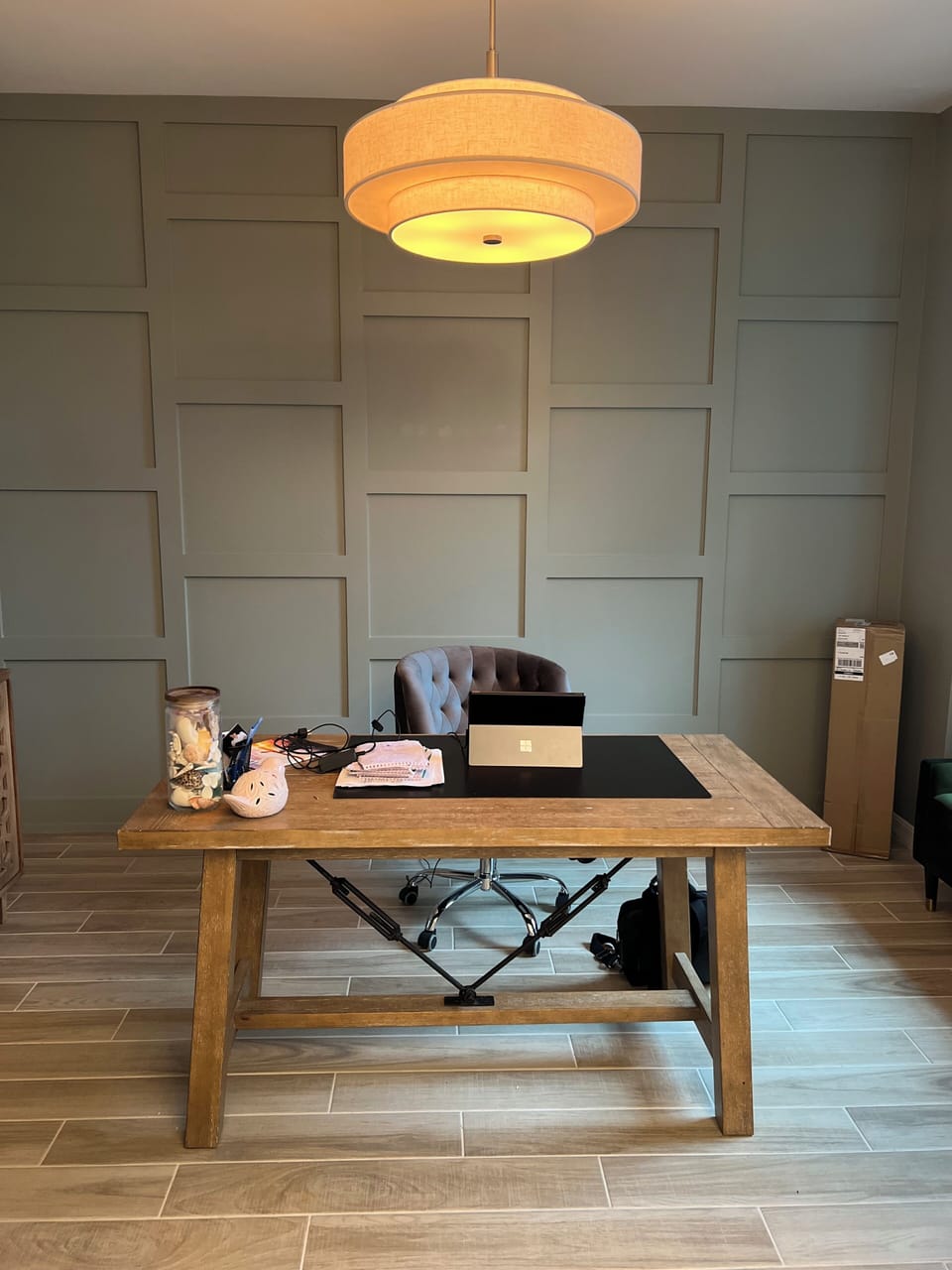 Office with 2 twin ottoman murphy beds