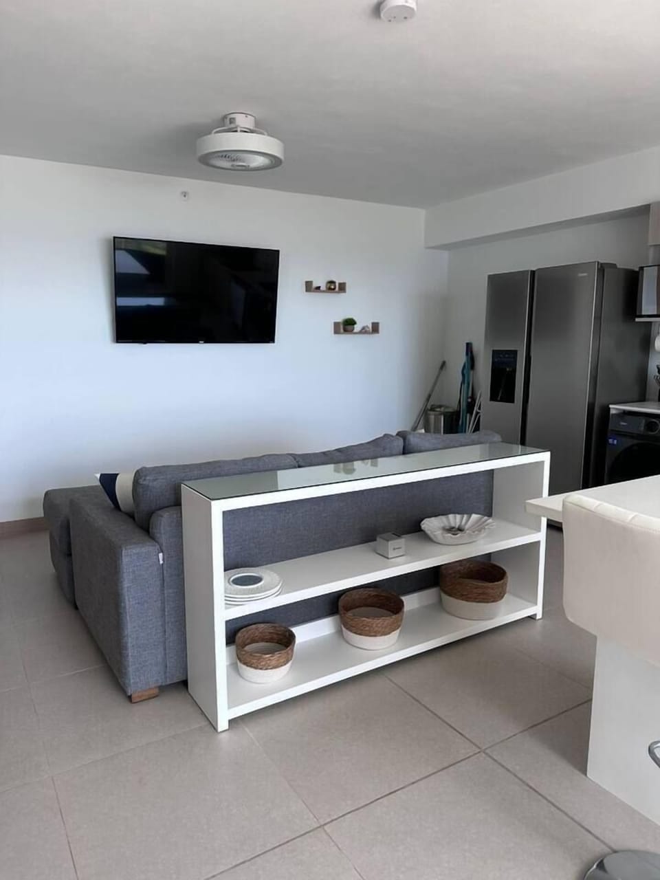 Couch table and living room.