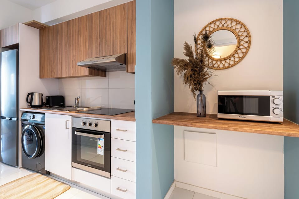 Apartment, 1 Double Bed with Sofa bed, Balcony, City View | Private kitchen | Coffee/tea maker, mini-fridge, oven, stovetop