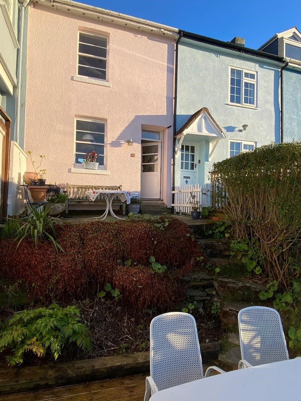 View from deck towards cottage