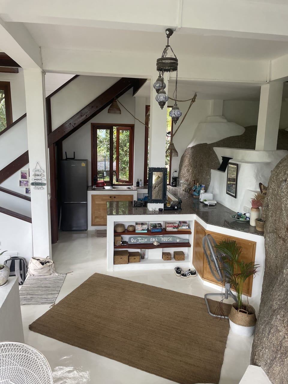 Downstairs kitchen and living area