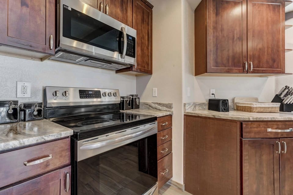 Microwave and stove