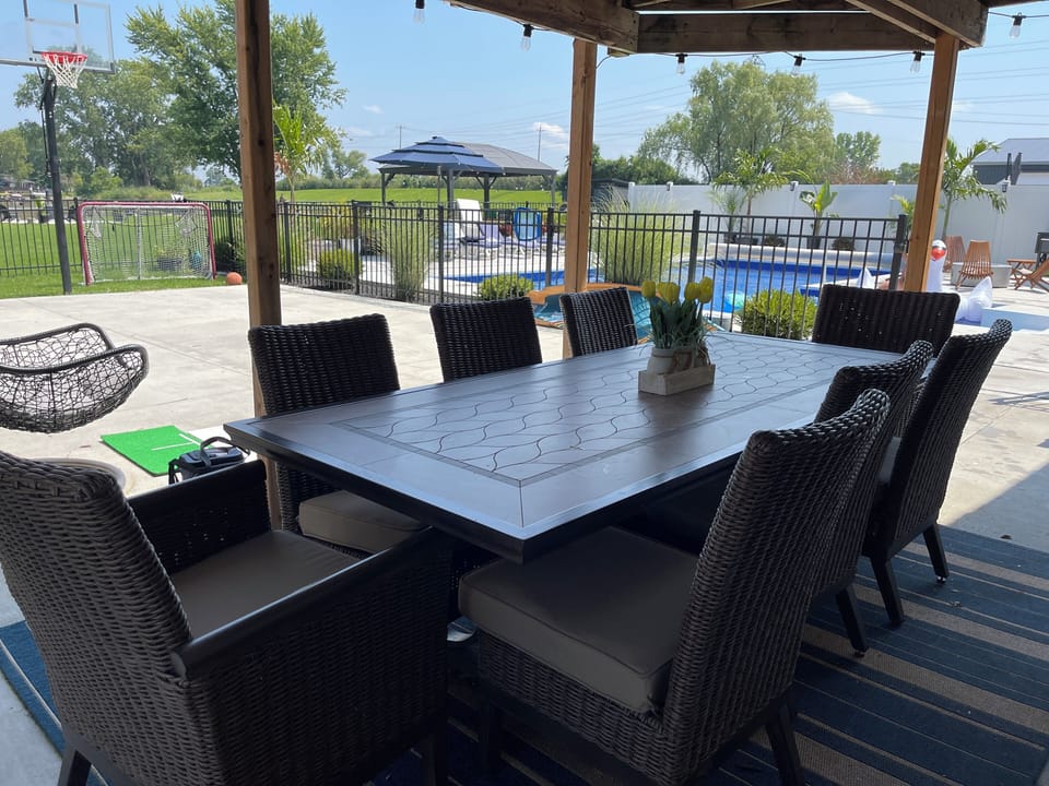 Out 8 person patio dining table