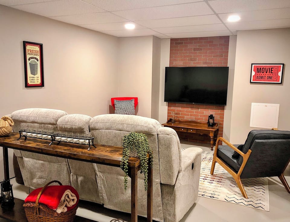 TV area in basement