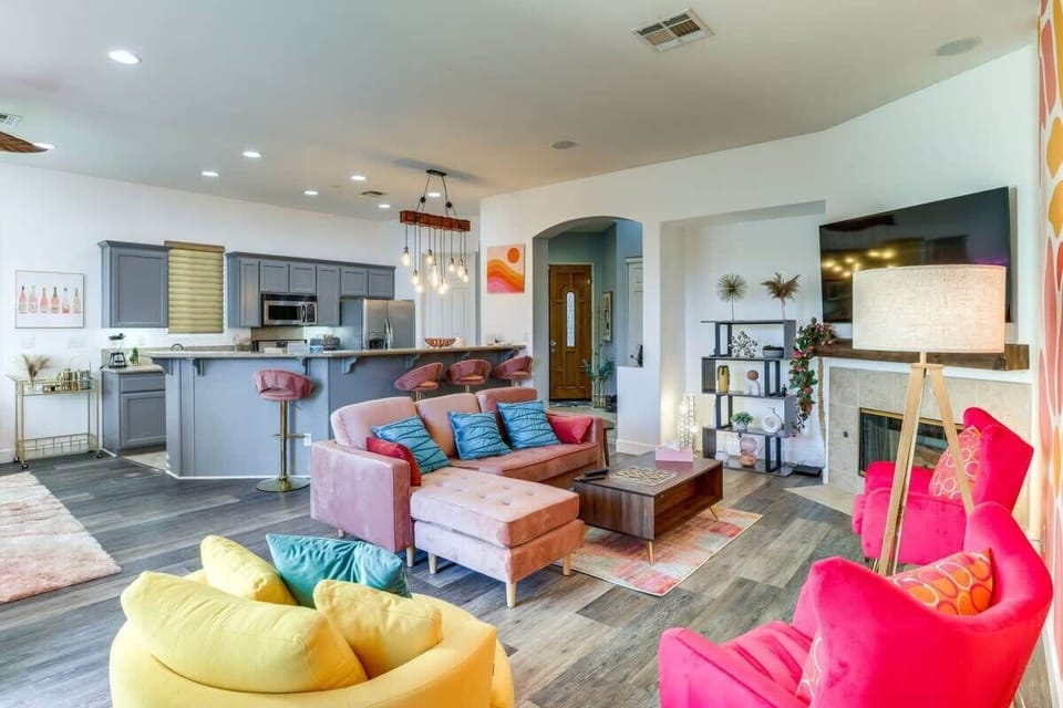 Relax on the plush sofas and enjoy your shows.