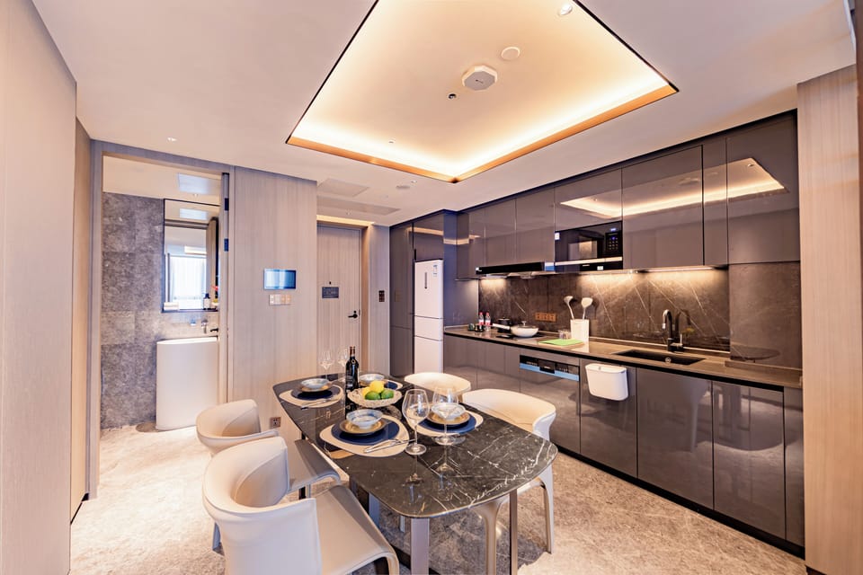 Fridge, microwave, stovetop