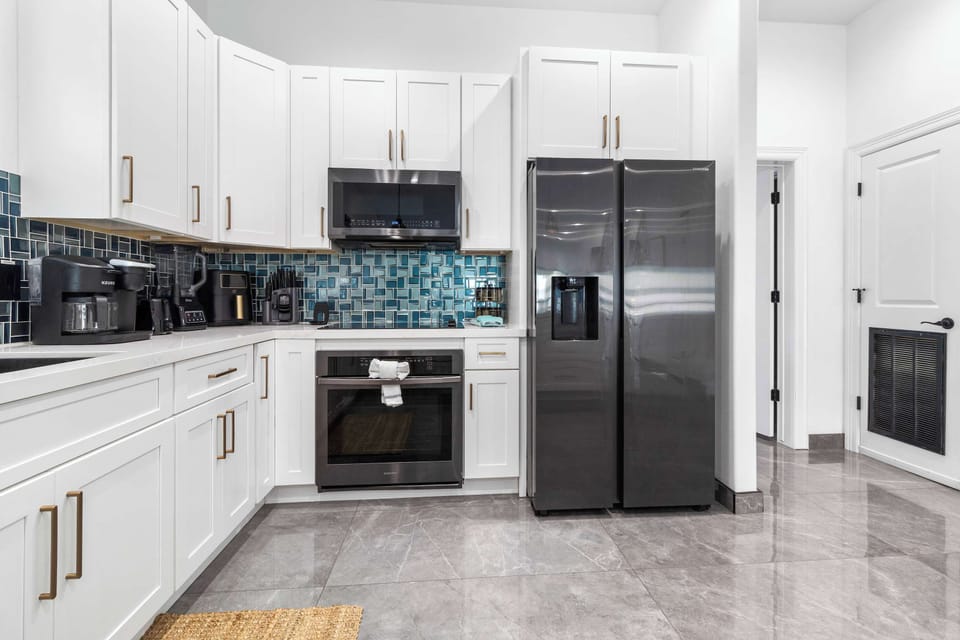 Modern kitchen with stainless steel appliances