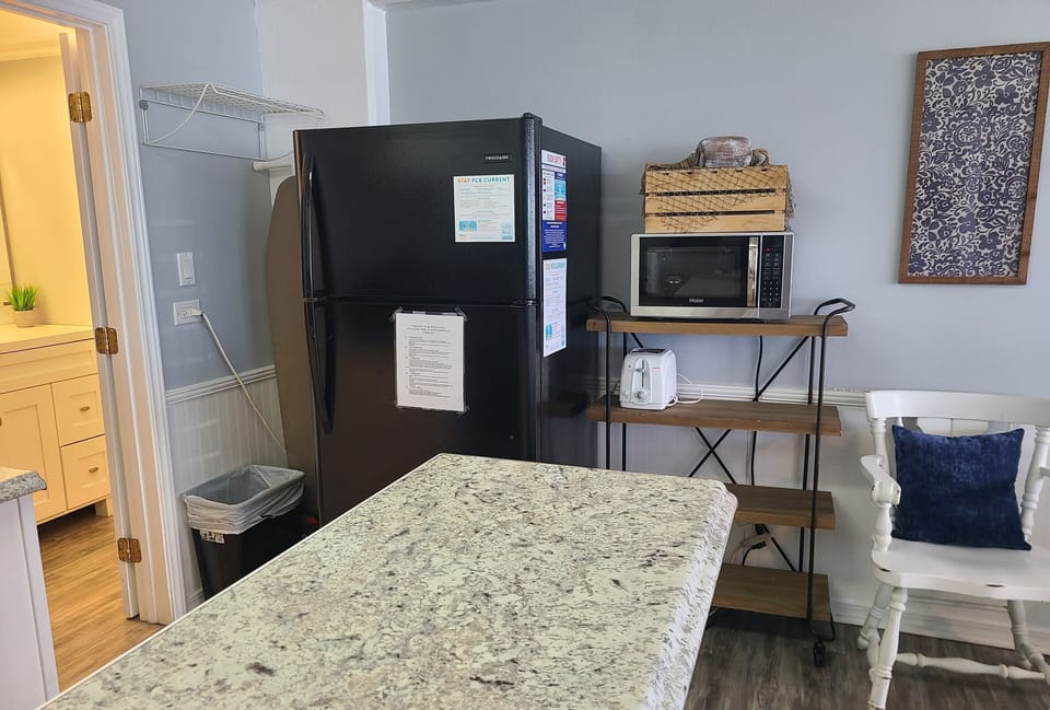 Kitchen Storage, Microwave, and Shelving