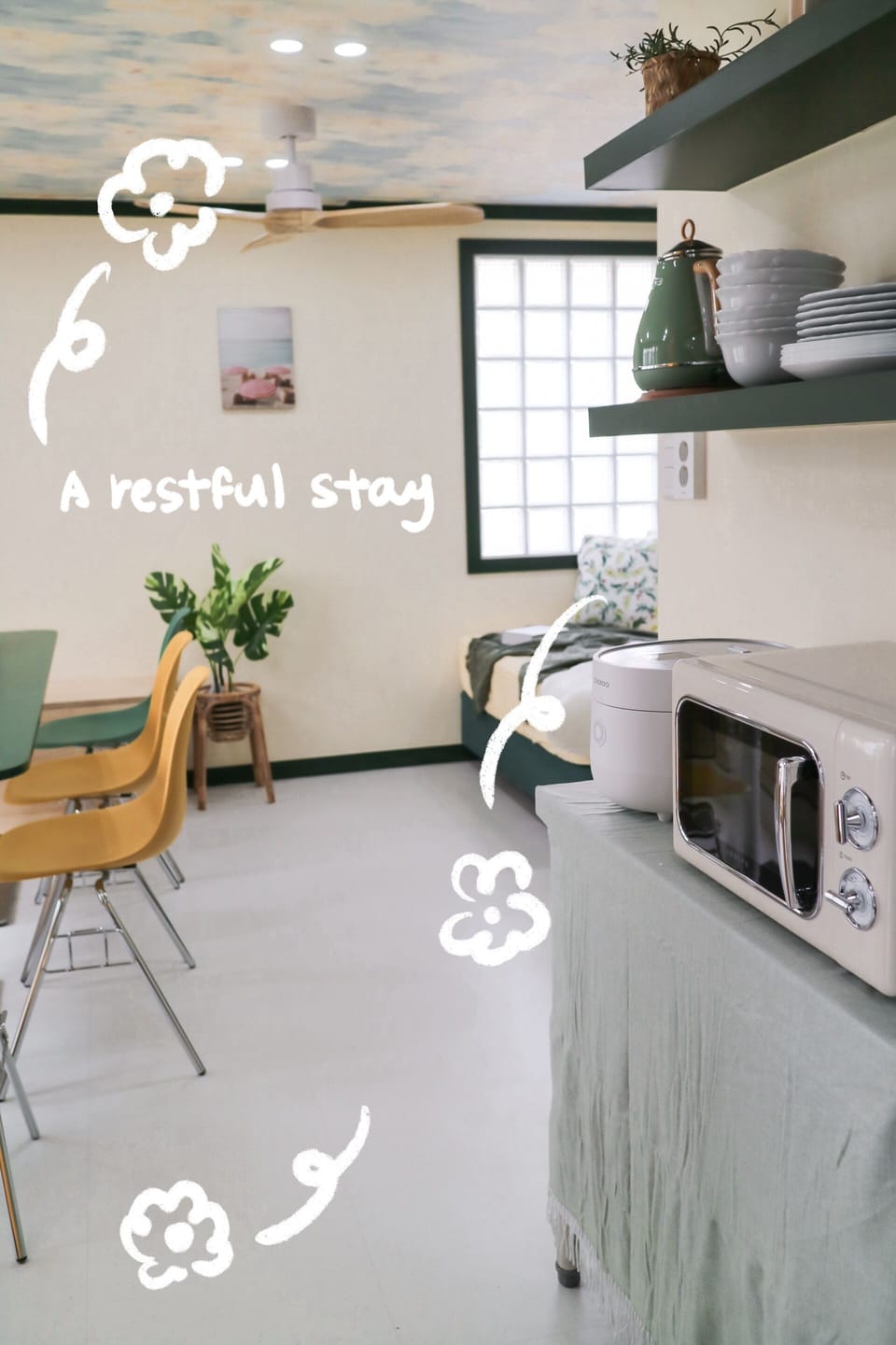 Triple Room (non-Korean nationals only) | Private kitchen | Fridge, microwave, stovetop, cookware/dishes/utensils