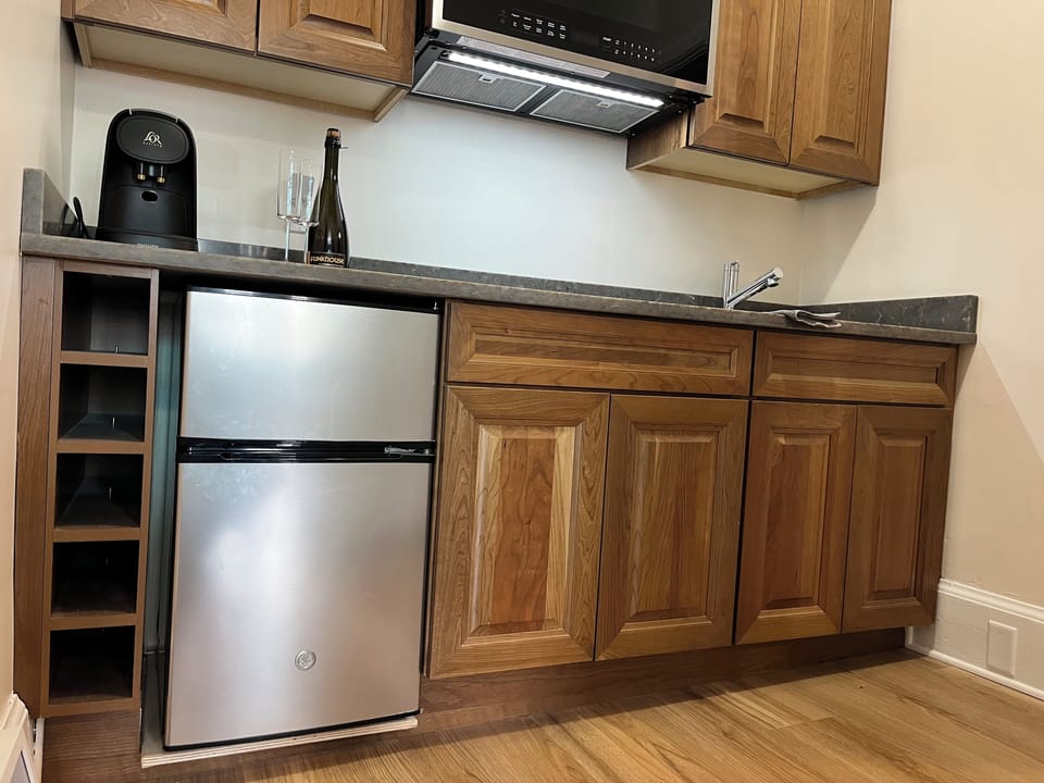 Enjoy wine from your wine tour in our kitchenette.