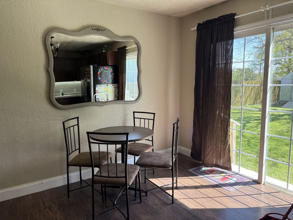 Dining area has outdoor access