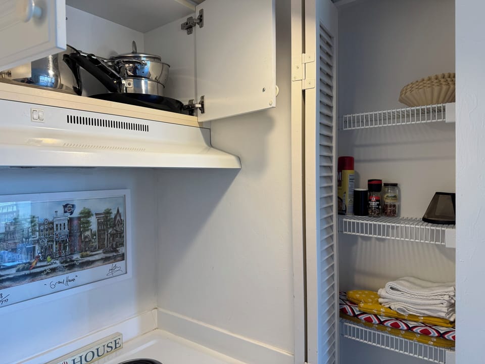 Kitchen is fully equipped with everything needed to prepare basic meals.