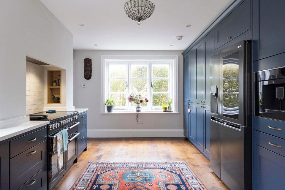 Our fully equipped kitchen includes a double fridge freezer, coffee machine and range cooker