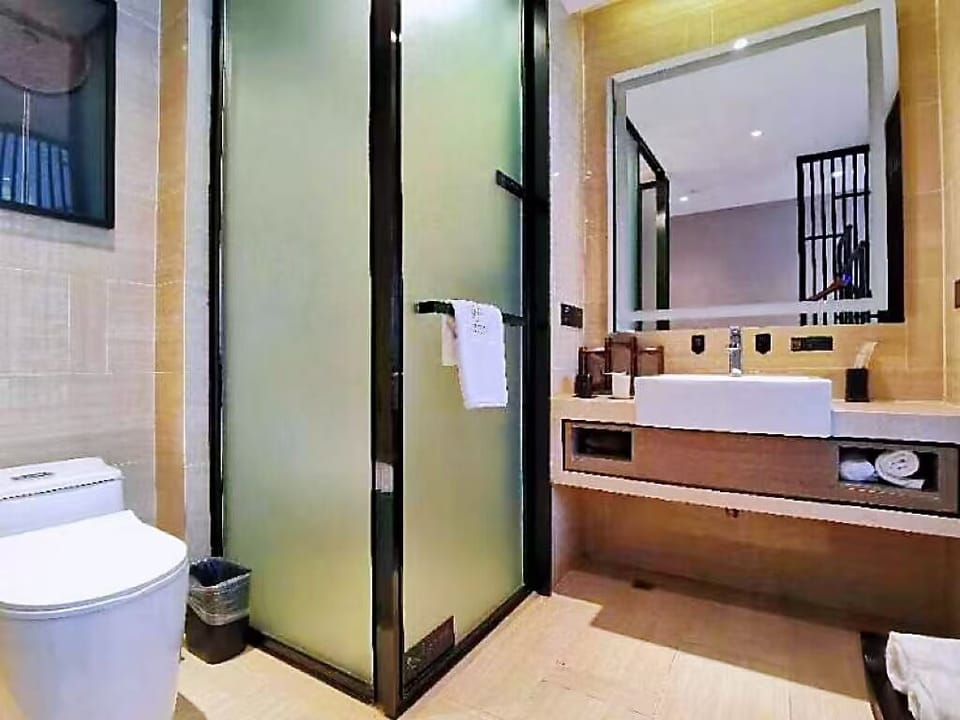 Hair dryer, slippers, towels