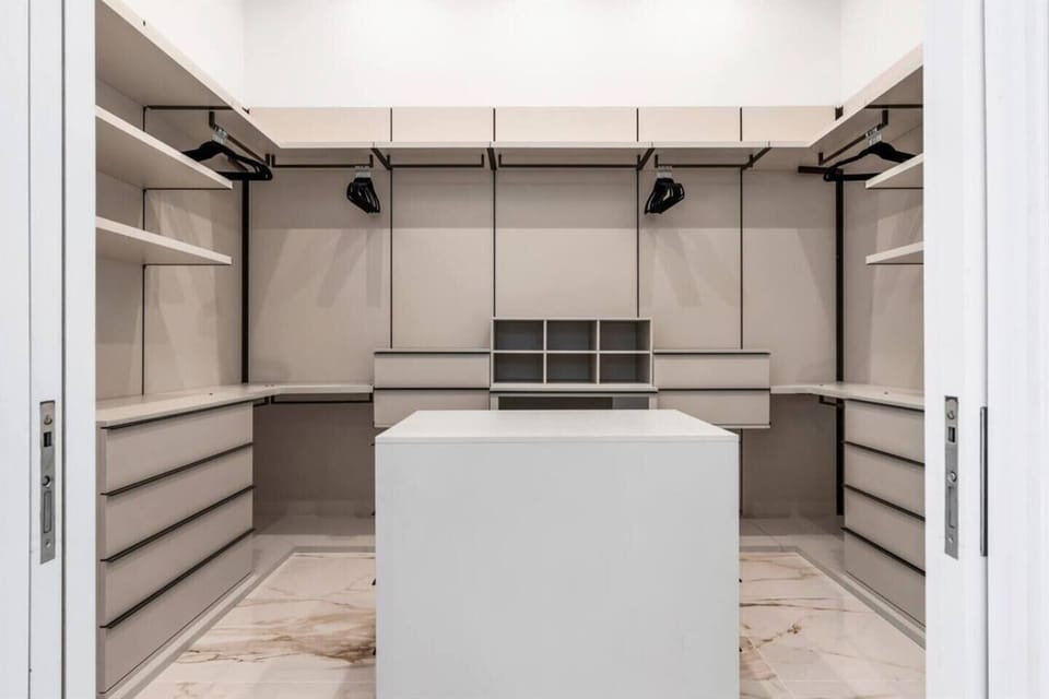 Italian-crafted walk-in closet.