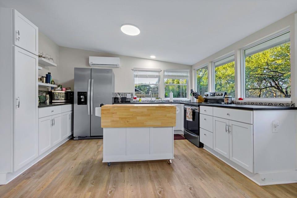 Spacious kitchen with stainless steel appliances